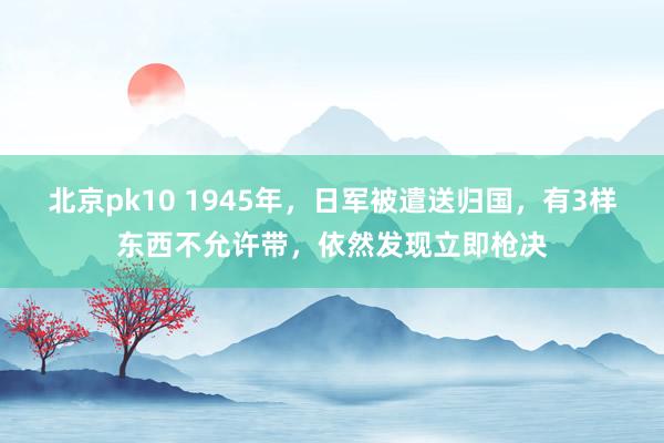 北京pk10 1945年，日军被遣送归国，有3样东西不允许带，依然发现立即枪决