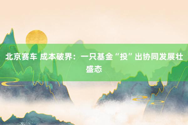 北京赛车 成本破界：一只基金“投”出协同发展壮盛态