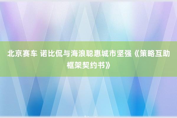 北京赛车 诺比侃与海浪聪惠城市坚强《策略互助框架契约书》