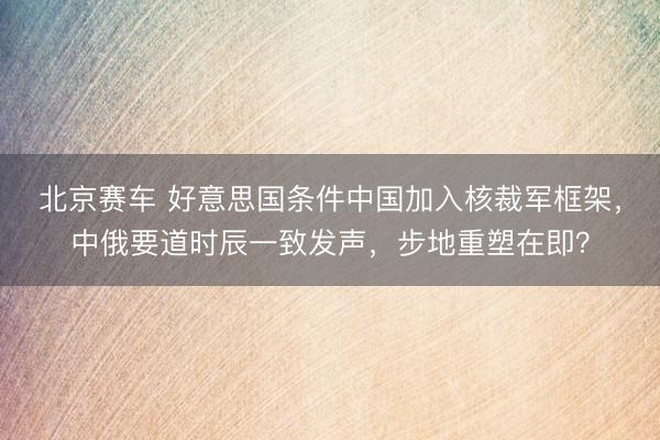 北京赛车 好意思国条件中国加入核裁军框架，中俄要道时辰一致发声，步地重塑在即？